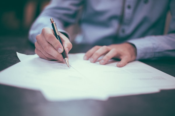 Business contract documents on a desk